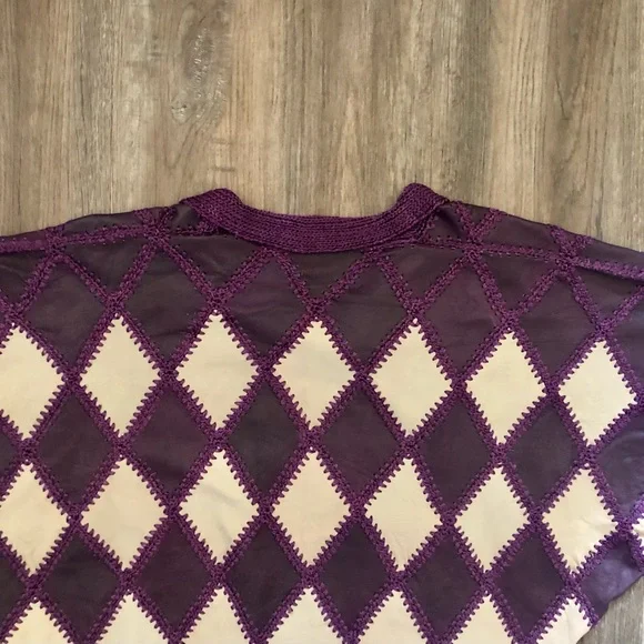 Vintage Patchwork Leather Batwing Top - Picture 9 of 11